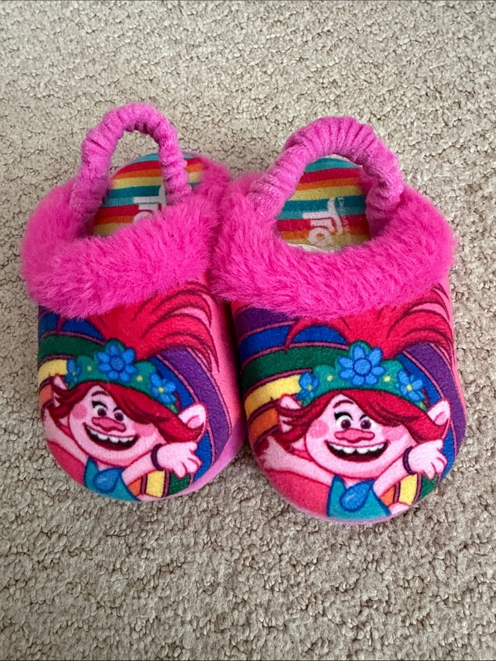 Dreamworks Pink Trolls Plush Kids Slippers